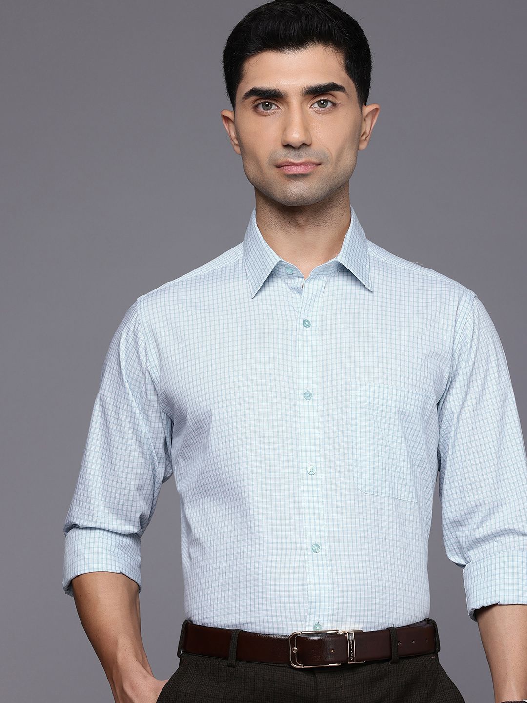 Raymond Slim Fit Checked Pure Cotton Formal Shirt