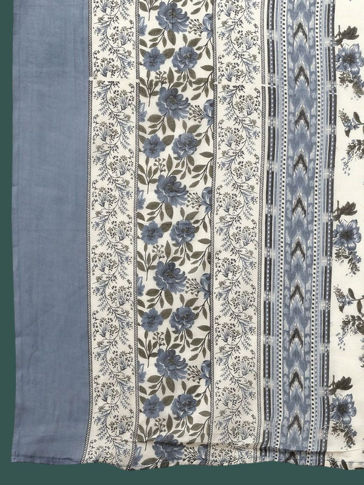 KALINI Floral Printed Pure Cotton Anarkali Kurta With Trousers & Dupatta
