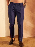 DENNISON Men Smart Tapered Fit Easy Wash Pleated Trousers