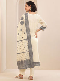 Libas Women Regular Chanderi Silk Kurta with Trousers & With Dupatta