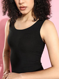 CHIC BY TOKYO TALKIES Women Stylish Black Solid Knitted Dress