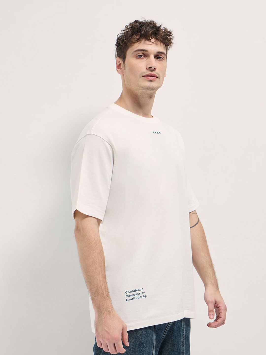 THE BEAR HOUSE Men Graphic Printed Round Neck Cotton Oversized T-shirt