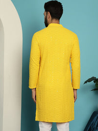 SOJANYA Kurta Lurus Kapas Tulen Berlabuci Dihiasi