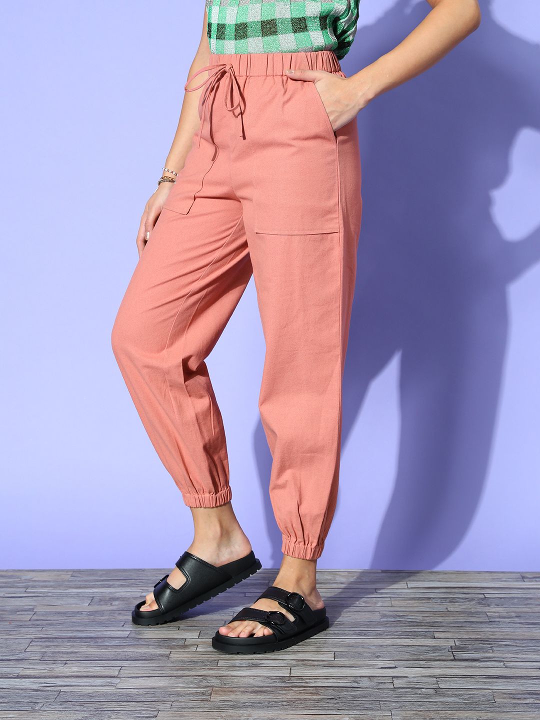 Berrylush Women  Pink Solid Utility Trousers