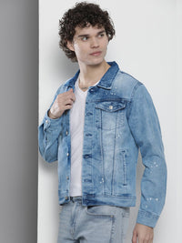 The Indian Garage Co Men Washed Slim Fit Denim Jacket