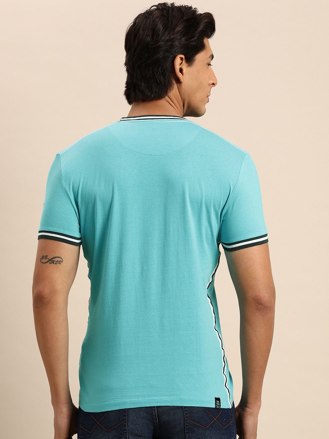 Being Human Men Blue Brand Logo Printed Pure Cotton T-shirt