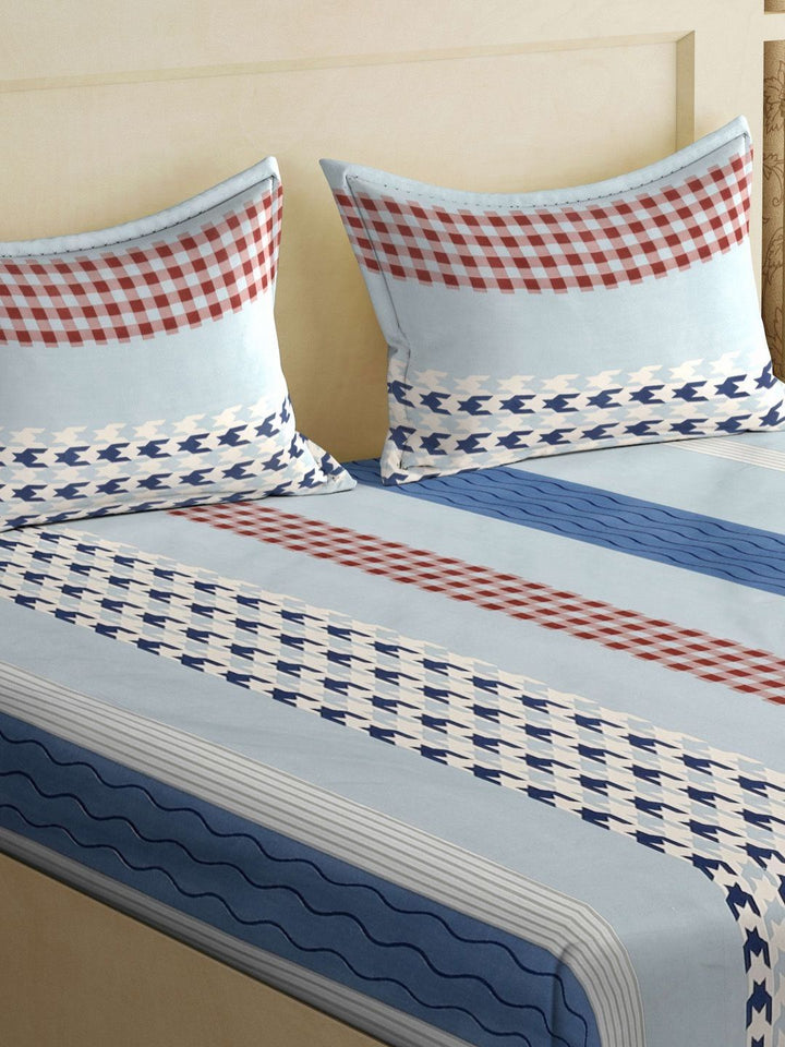 Myntra Elegant Homes Book Lipat Policotton Berjalur Kelabu 300 TC Cadar Tempat Tidur Halus King dengan 2 Sarung Bantal-98 x 89 inci