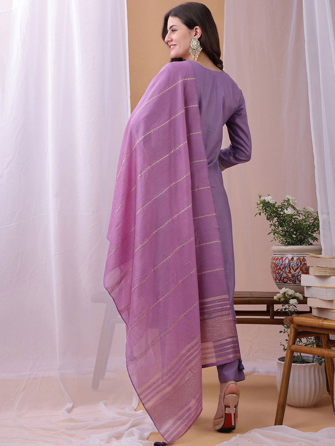 KALINI Women Floral Embroidered Kurta with Trousers & Dupatta