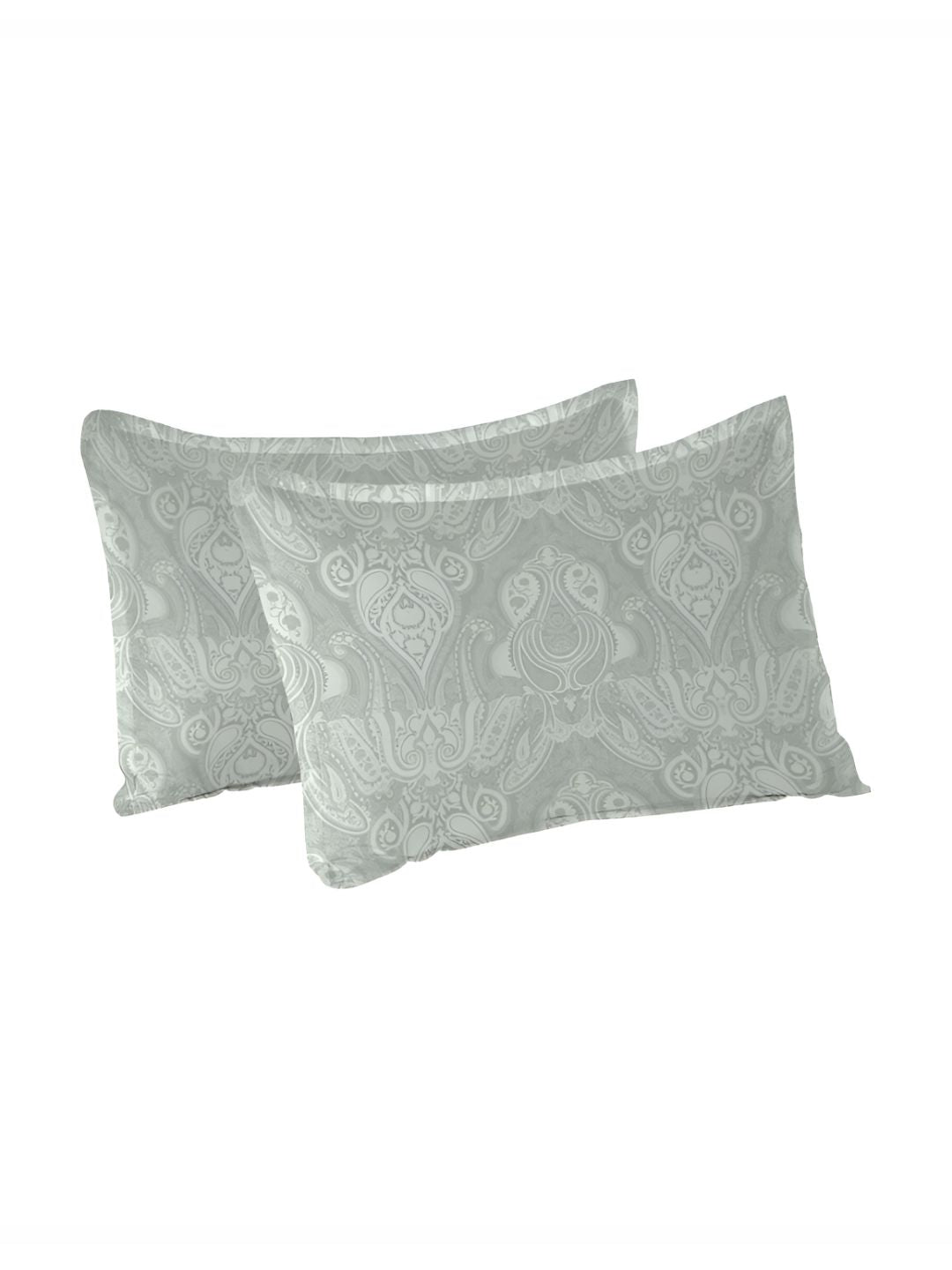 MYTRIDENT Green & Brown 2 Pieces Floral Pure Cotton Rectangle Pillow Covers