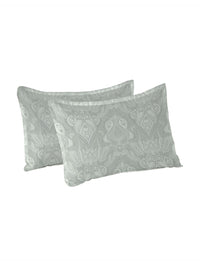 MYTRIDENT Green & Brown 2 Pieces Floral Pure Cotton Rectangle Pillow Covers