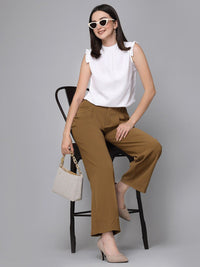 Style Quotient White Mock Neck Ruffled Crepe Top