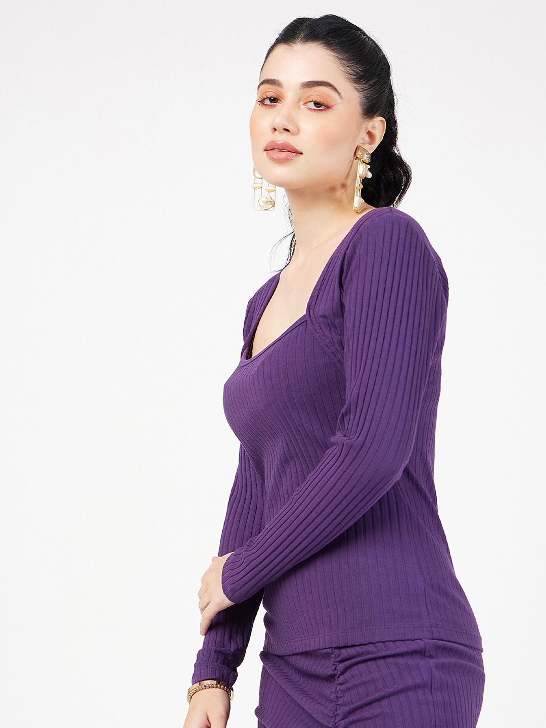 SASSAFRAS Square Neck Ribbed Top