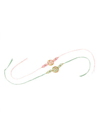 NVR Unisex Set of 2 Artificial Stones & Beads Thread Rakhi with Roli Chawal Chandan Mishri