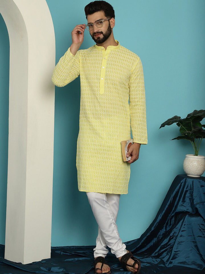 SOJANYA Ethnic Motifs Embroidered Thread Work Pure Cotton Kurta with Pyjamas