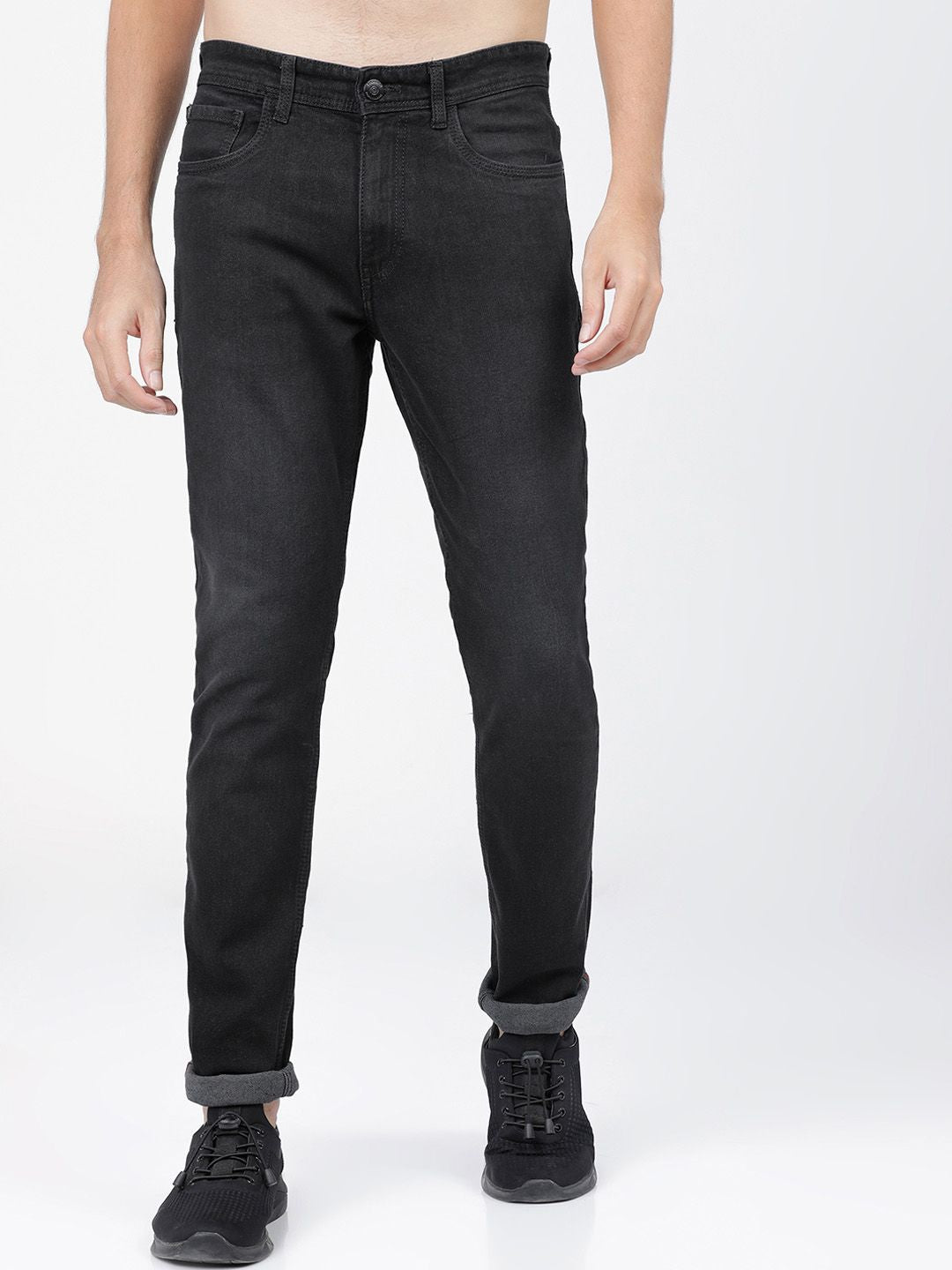 LOCOMOTIVE Men Black Slim Fit Mid-Rise Clean Look Stretchable Jeans