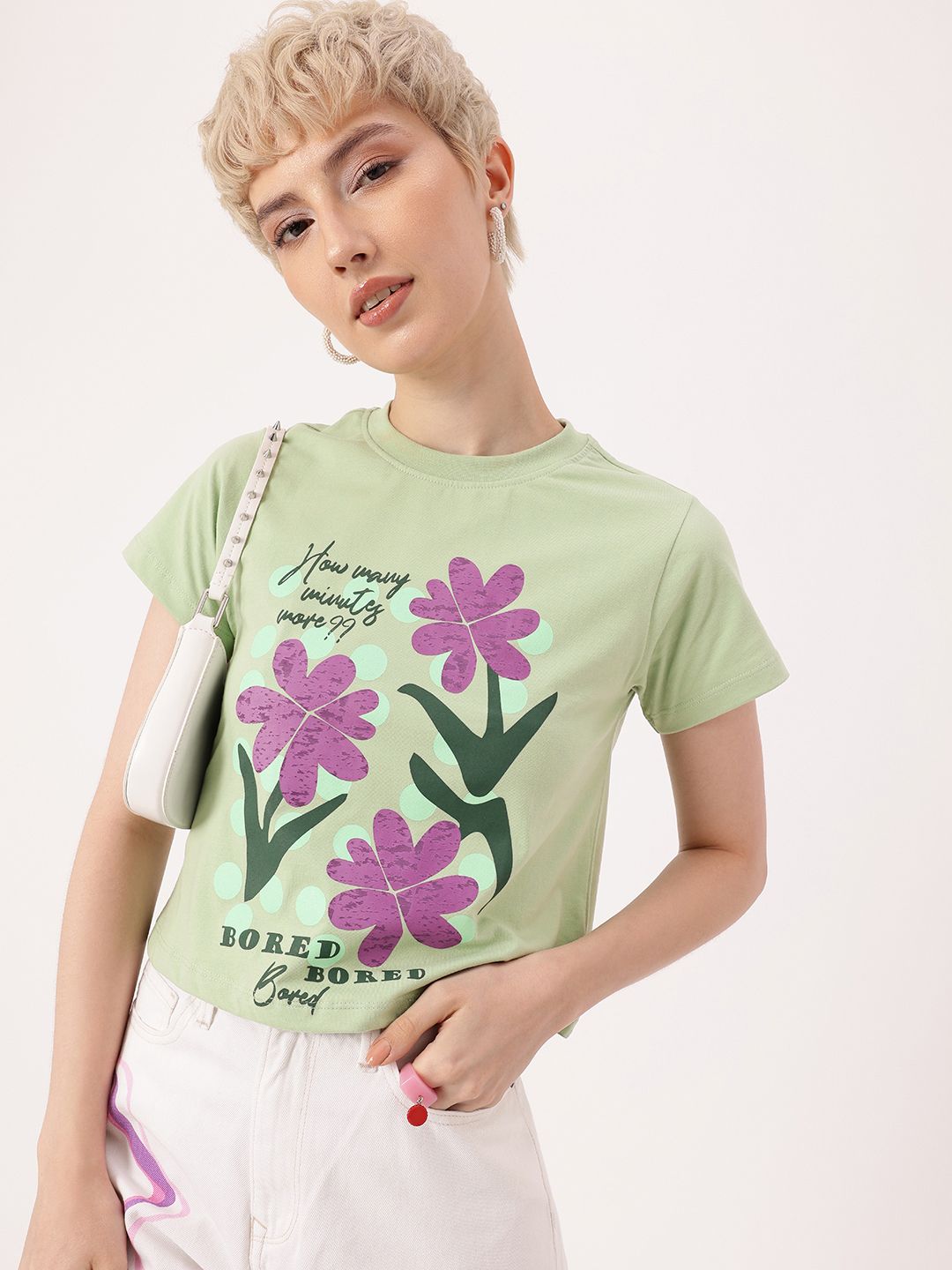 DressBerry Retro Floral Grunge Printed T-shirt