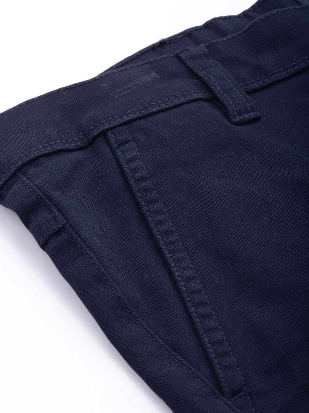 HIGHLANDER Men Navy Blue Solid Slim Fit Chino Shorts