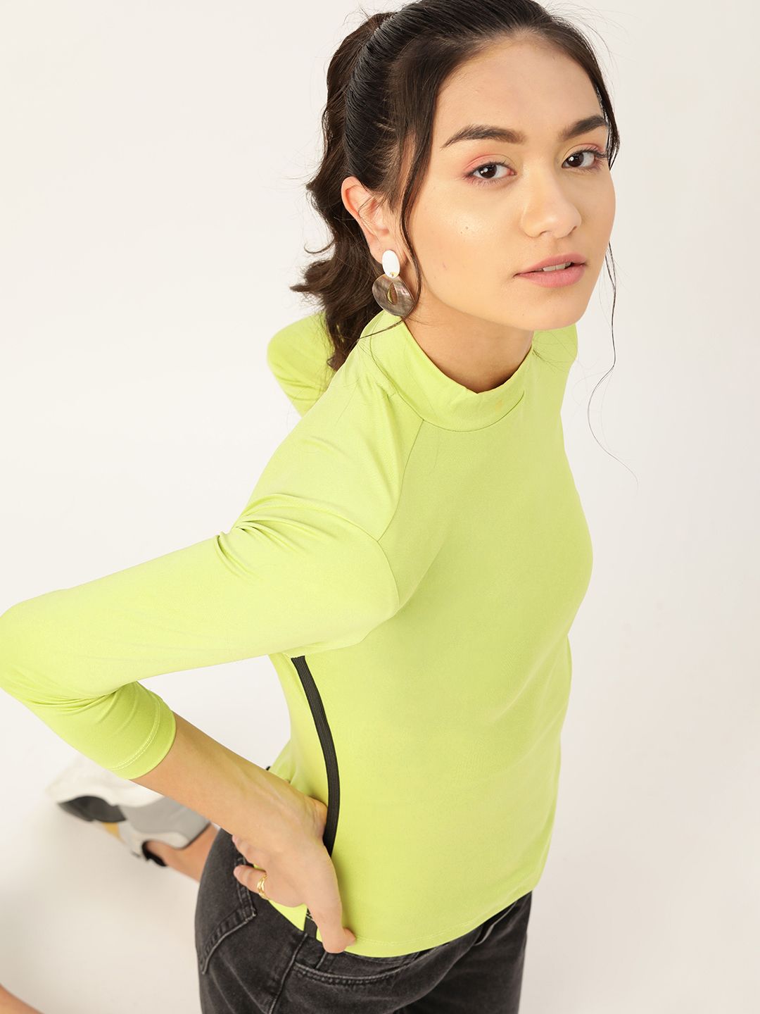 DressBerry Lime Green Fitted Top
