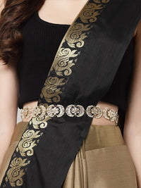 KARATCART Women Gold-Toned & White Beaded Kamarbandh