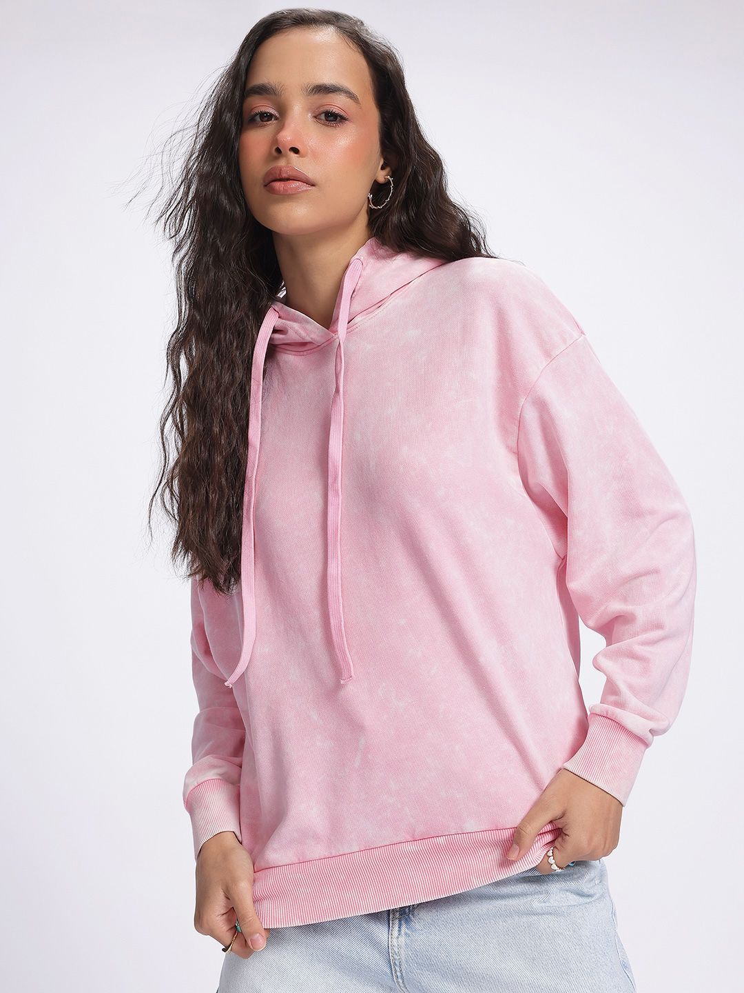 DressBerry Dyed Drop-Shoulder Hooded Sweatshirt