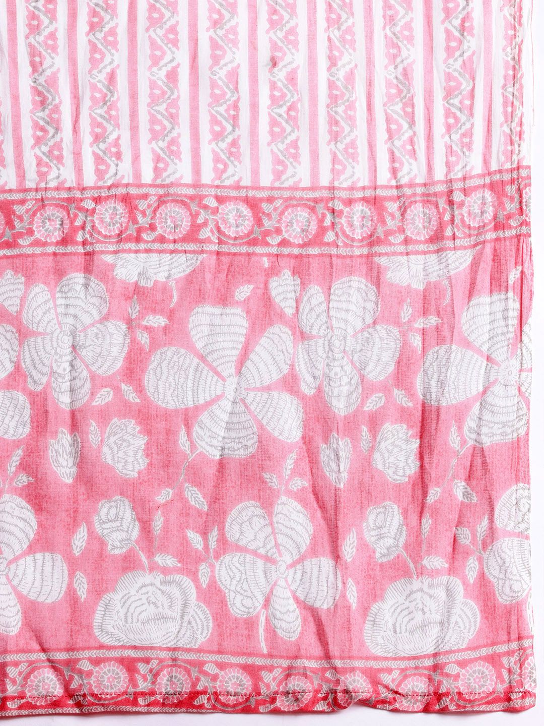 Anouk Floral Printed Panelled Pure Cotton Kurta with Trousers & With Dupatta