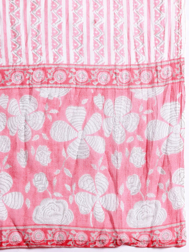 Anouk Floral Printed Panelled Pure Cotton Kurta with Trousers & With Dupatta