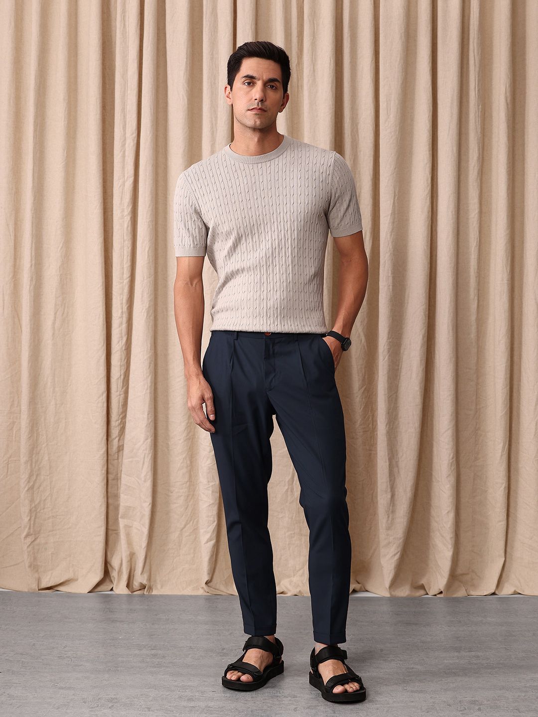 Mr Bowerbird Men Tailored Fit Vintage Pleated Trousers