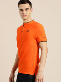 Being Human Men Red Polo Collar Pure Cotton T-shirt