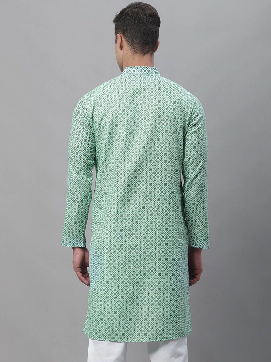 SOJANYA Men Geometric Printed Cotton Linen Kurta