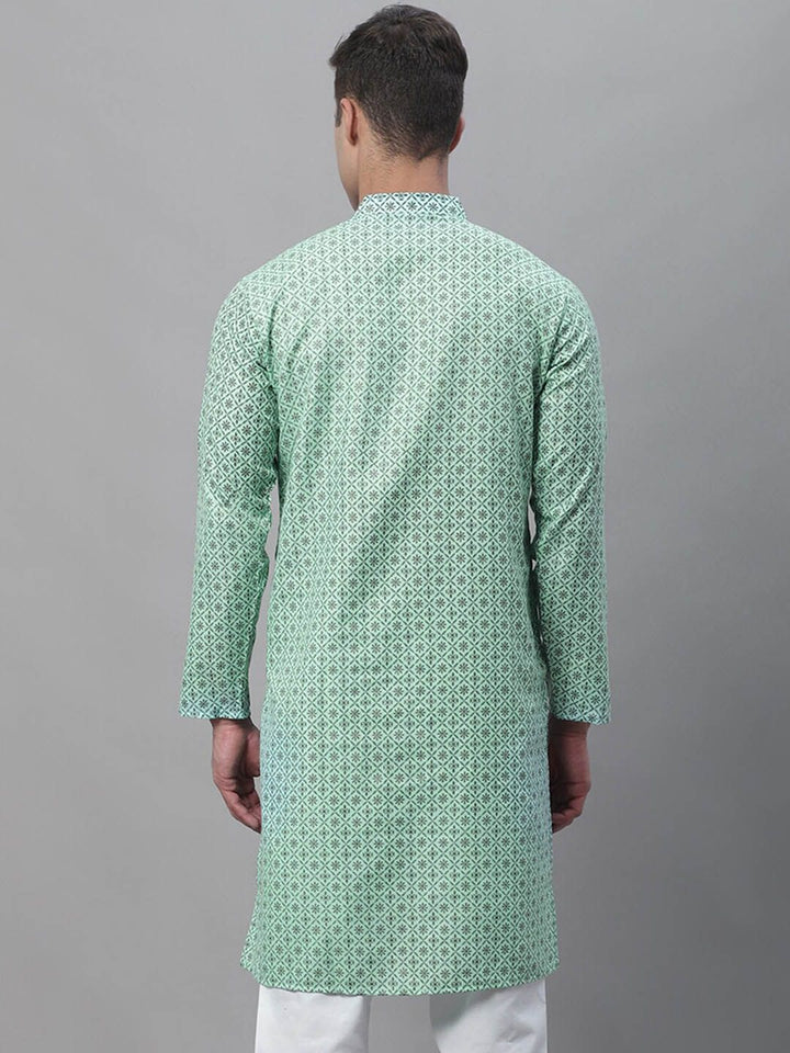 SOJANYA Kurta Linen Kapas Bercetak Geometrik Lelaki