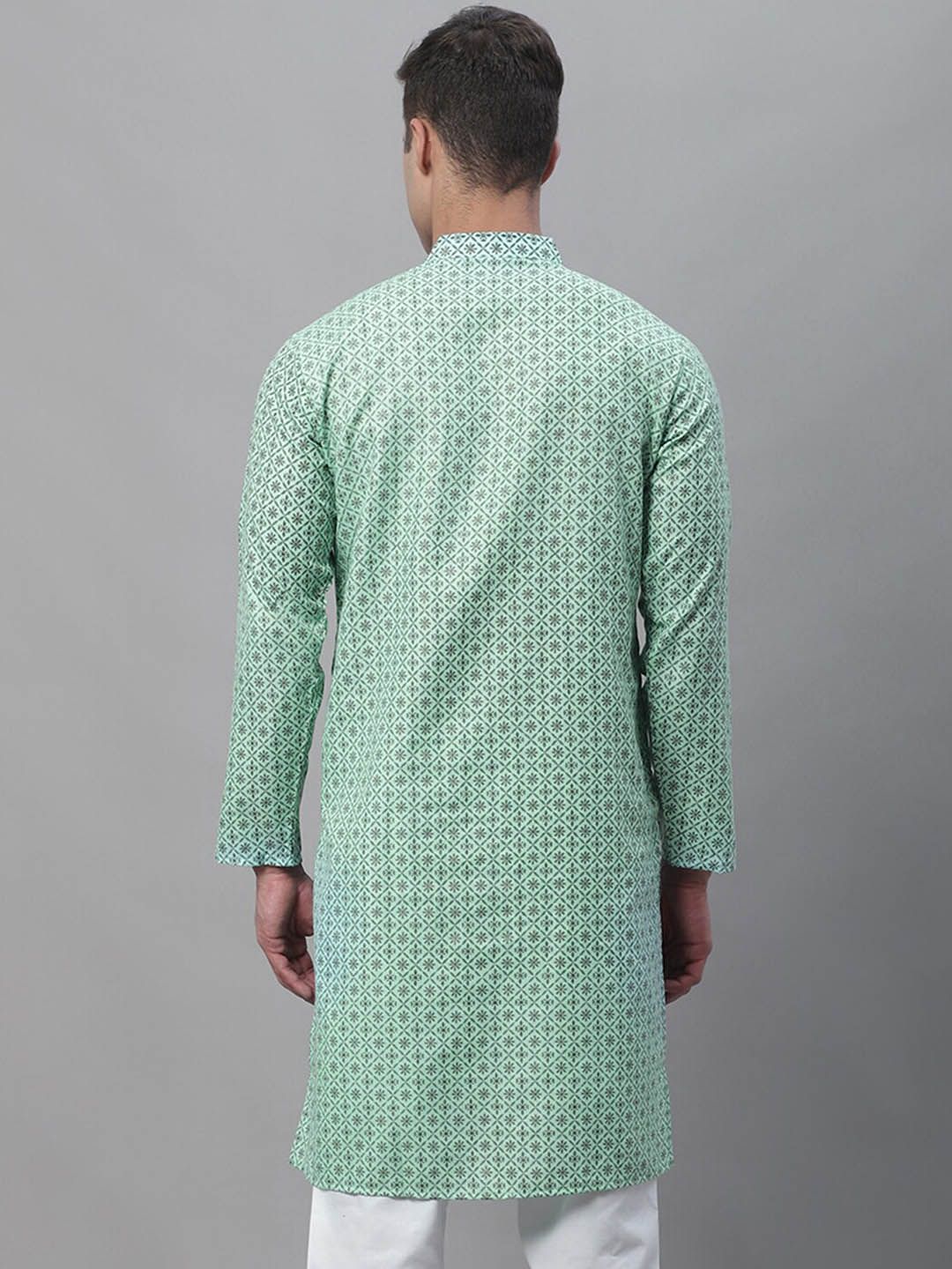 SOJANYA Kurta Linen Kapas Bercetak Geometrik Lelaki
