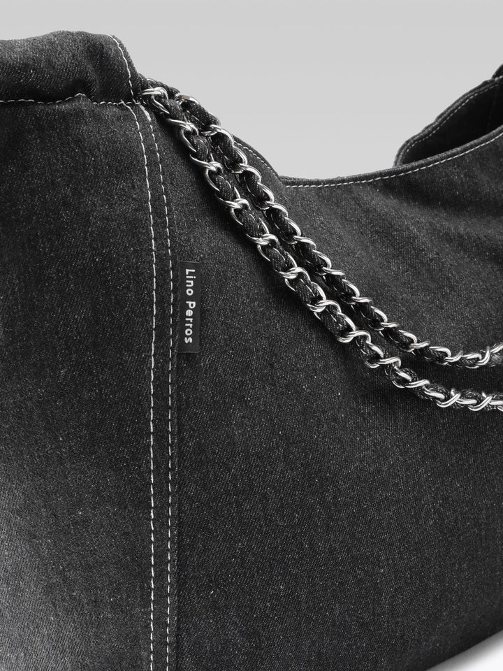 Lino Perros Denim Structured Shoulder Bag