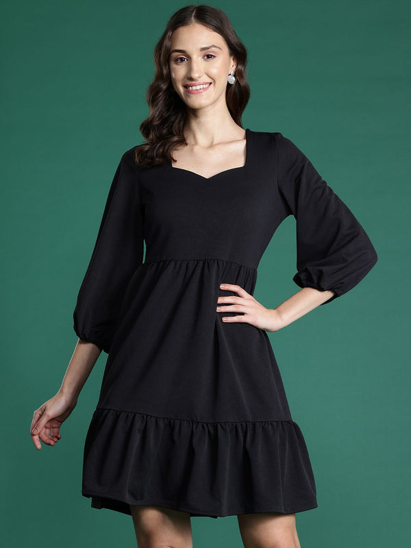 DressBerry Sweetheart Neck Puff Sleeve A-Line Dress