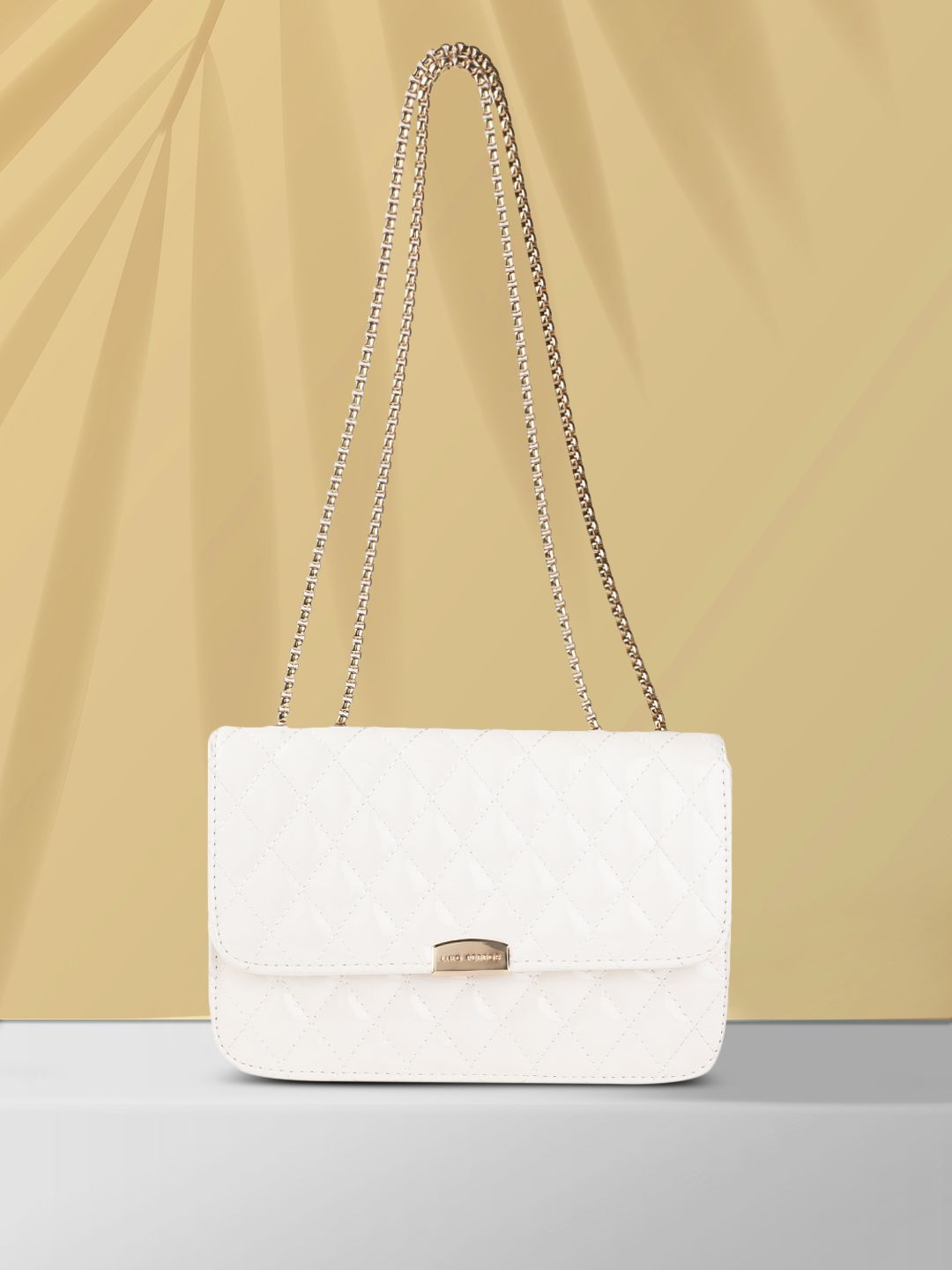 Lino Perros Women White Quilted Structured Shoulder Bag