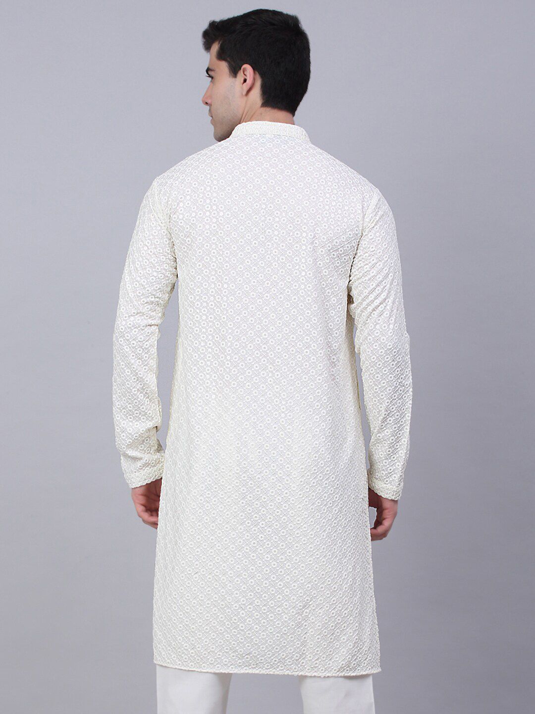 Jompers Men Ethnic Motifs Embroidered Mirror Work Cotton Kurta