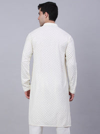 Jompers Men Ethnic Motifs Embroidered Mirror Work Cotton Kurta