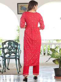 Vishudh Bandhani Embroidered Regular Kurta with Trousers & Dupatta