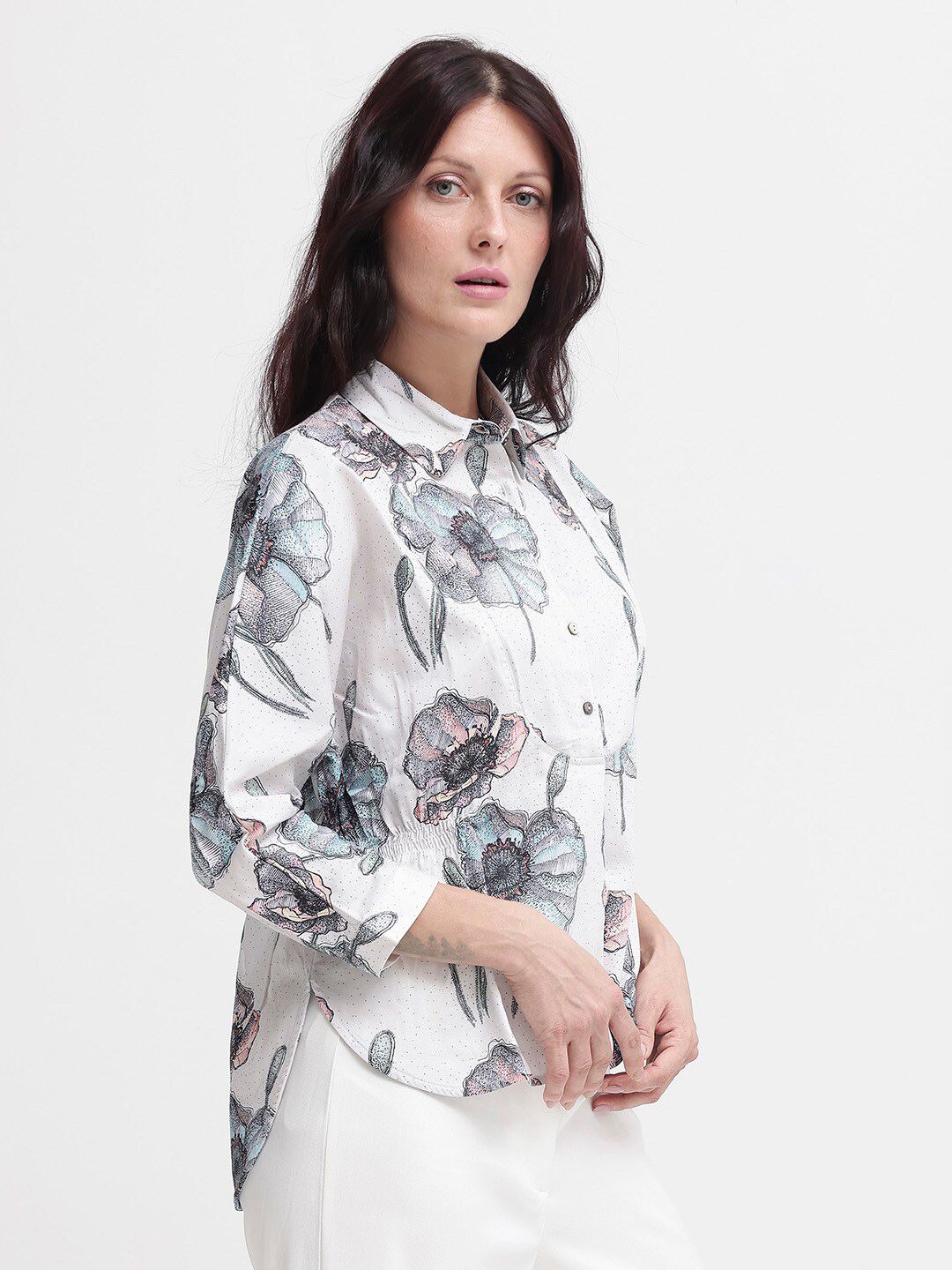 RAREISM Floral Print Cotton Top
