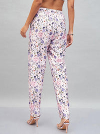SASSAFRAS Pink Women Floral Printed Straight Fit Trousers