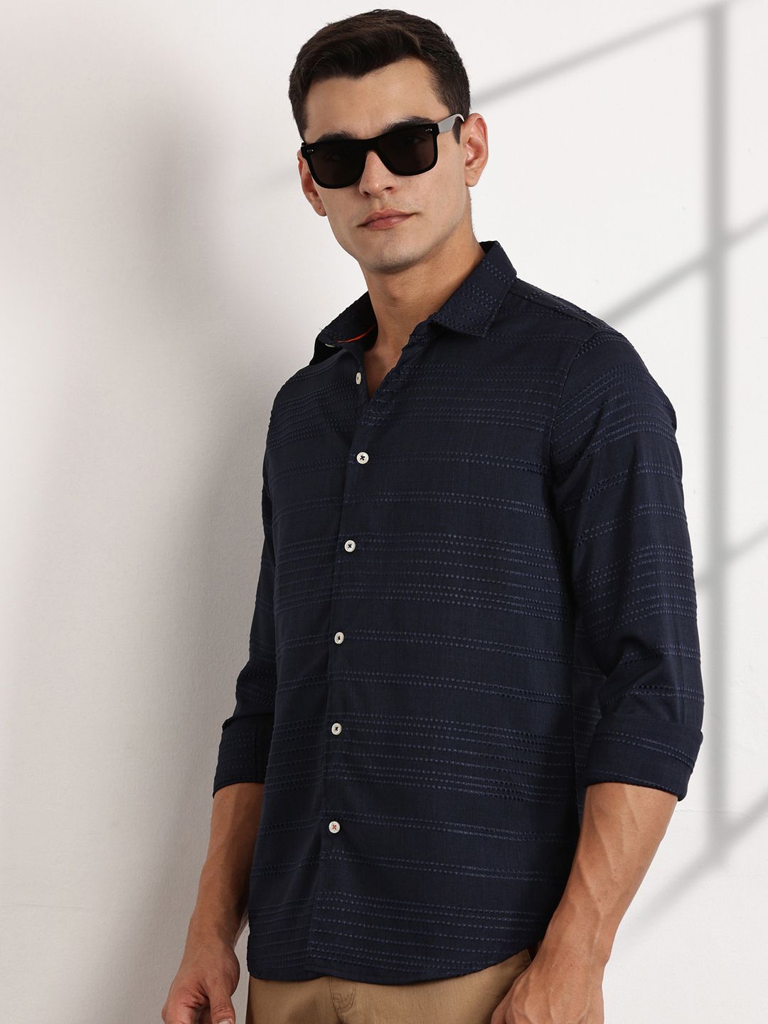 Thomas Scott Men Premium Slim Fit Opaque Casual Shirt
