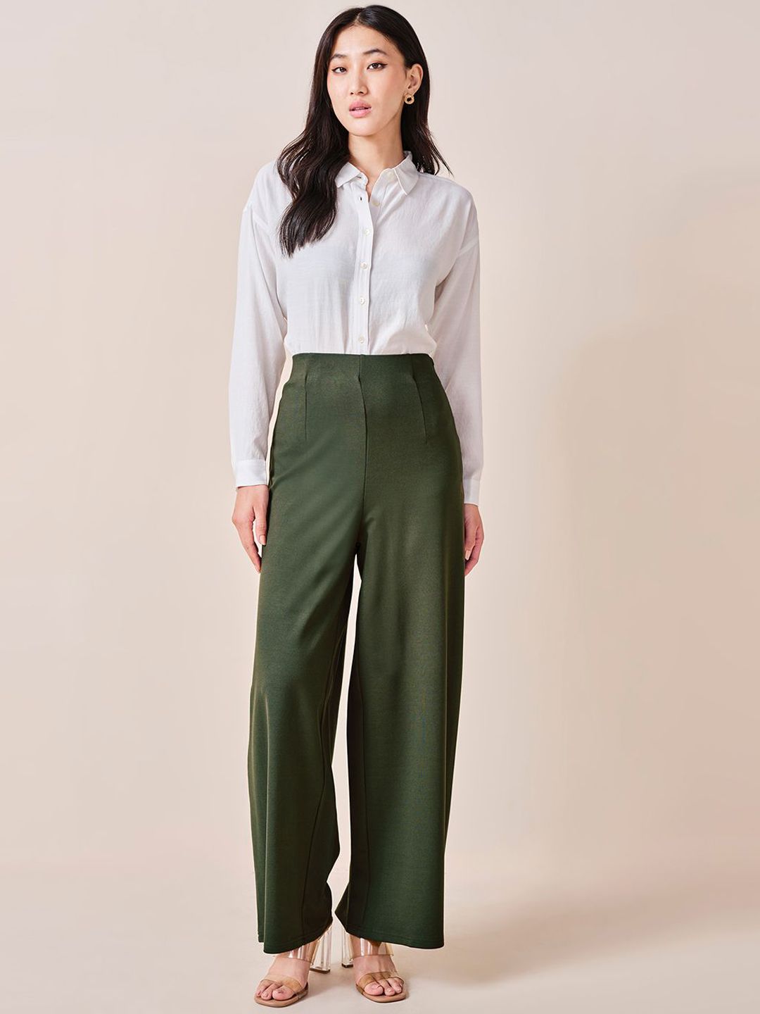AND Women Loose Fit High-Rise Pleated Trousers