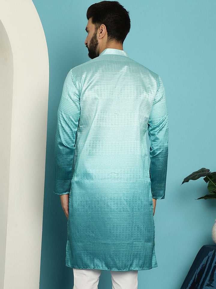 SOJANYA Ethnic Motifs Woven Design Jacquard Mandarin Collar Straight Kurta