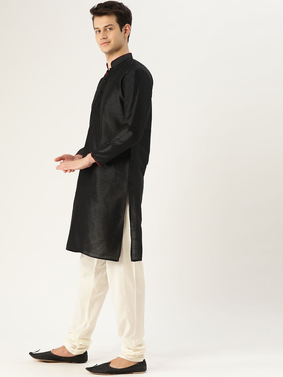SOJANYA Lelaki Hitam Solid Kurta Lurus