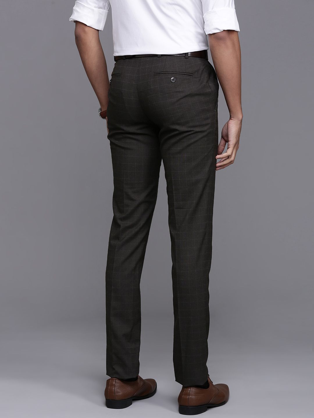 Raymond Men Checked Slim Fit Formal Trousers