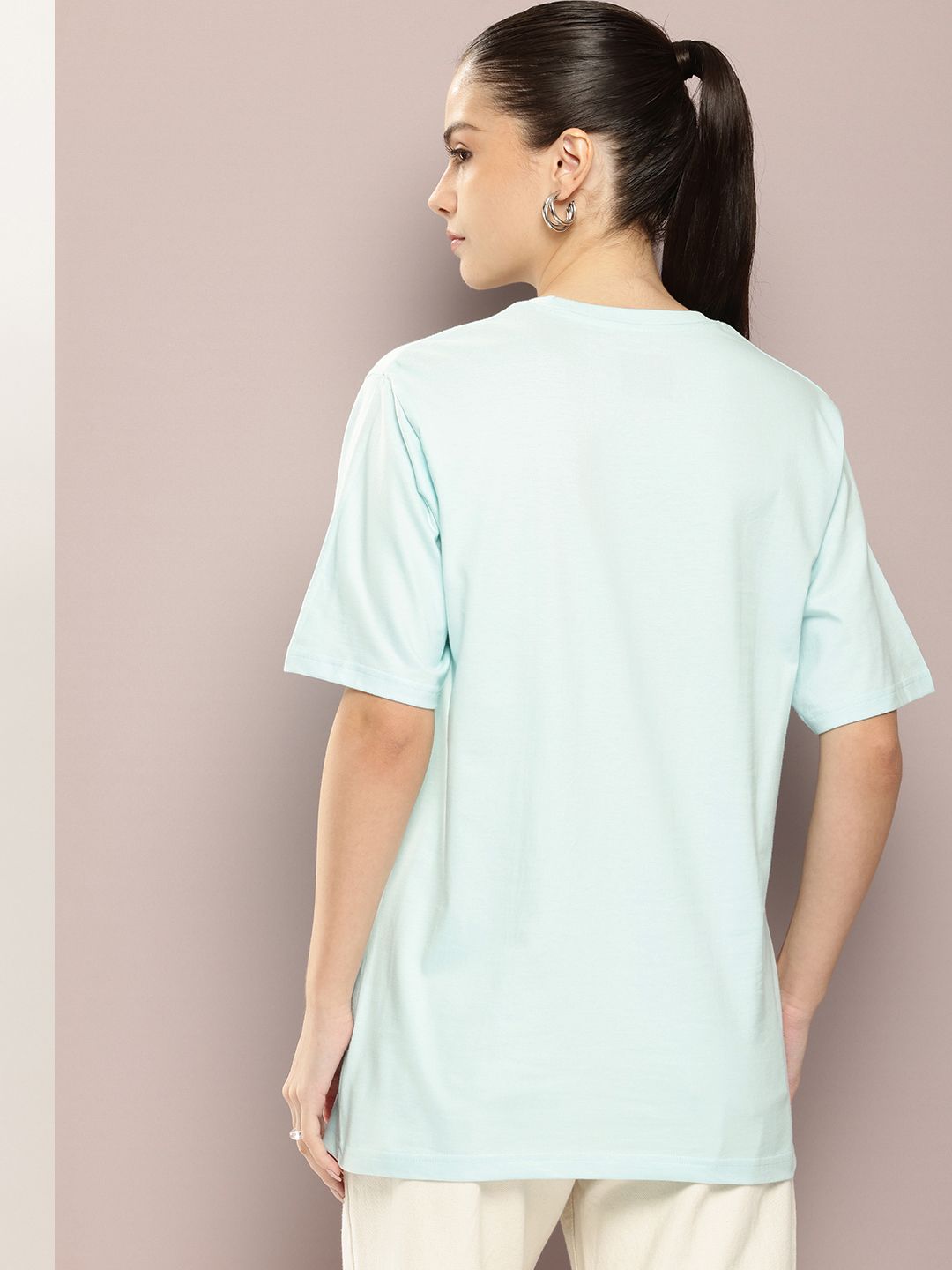 DILLINGER Women Typography Printed Embossed Oversized T-shirt