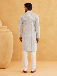 SOJANYA Motif Etnik Sulam Kurta Kapas Tulen Biasa Dengan Churidar