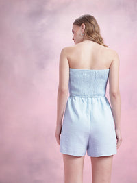 DressBerry Off-Shoulder Smock Detailed Crinkled Playsuit