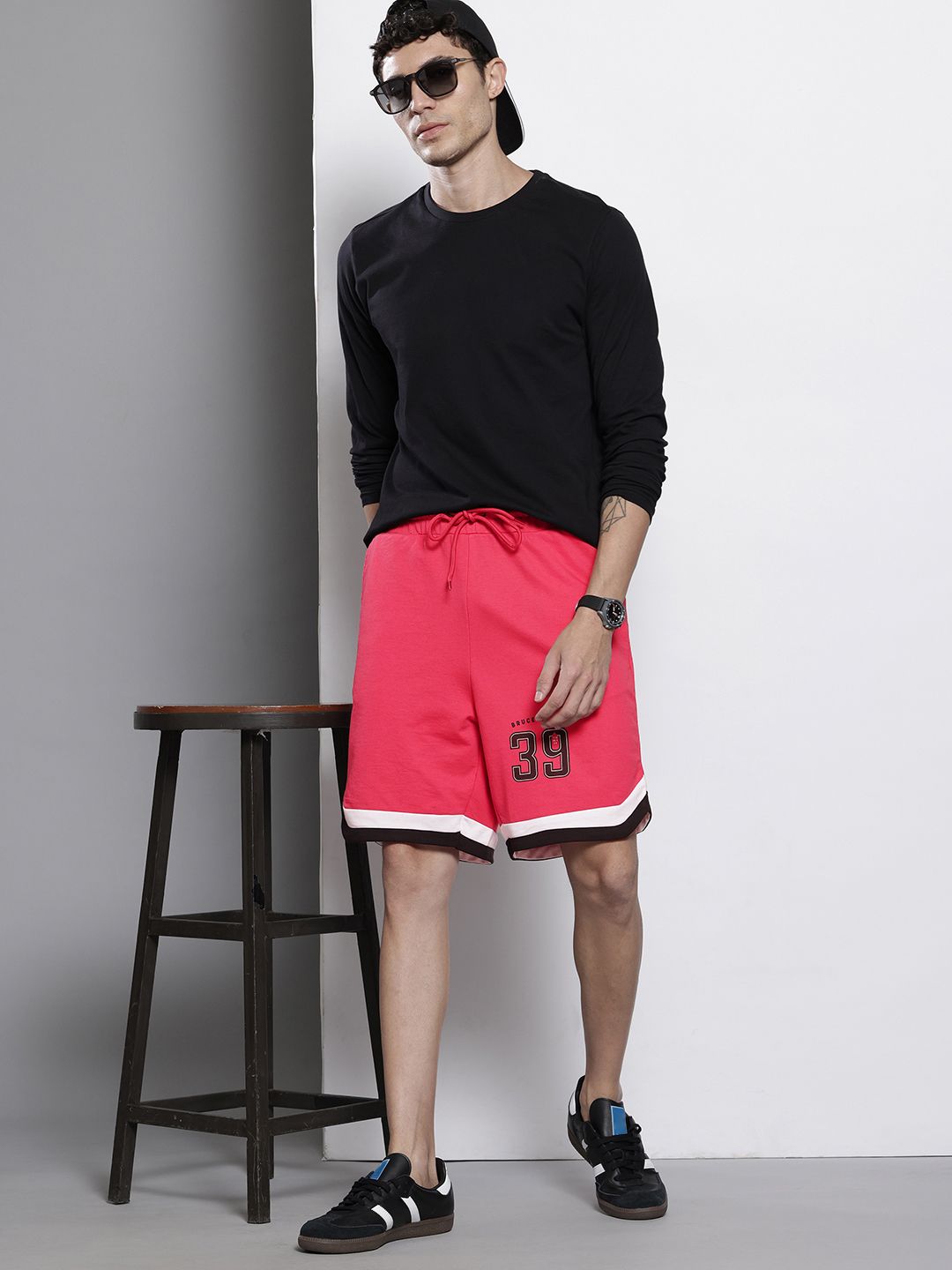 The Indian Garage Co Men Varsity Print Loose Fit Shorts