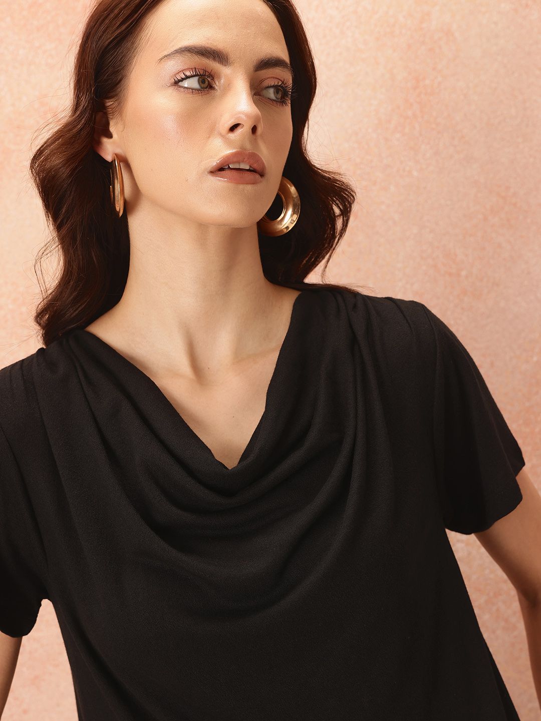 all about you Cowl Neck Solid Top