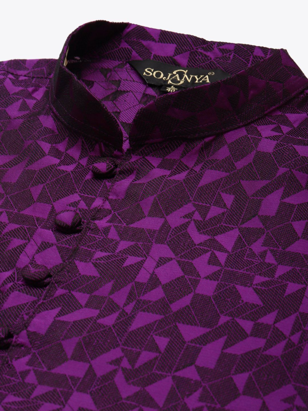 SOJANYA Men Purple Geometric Woven Design Kurta